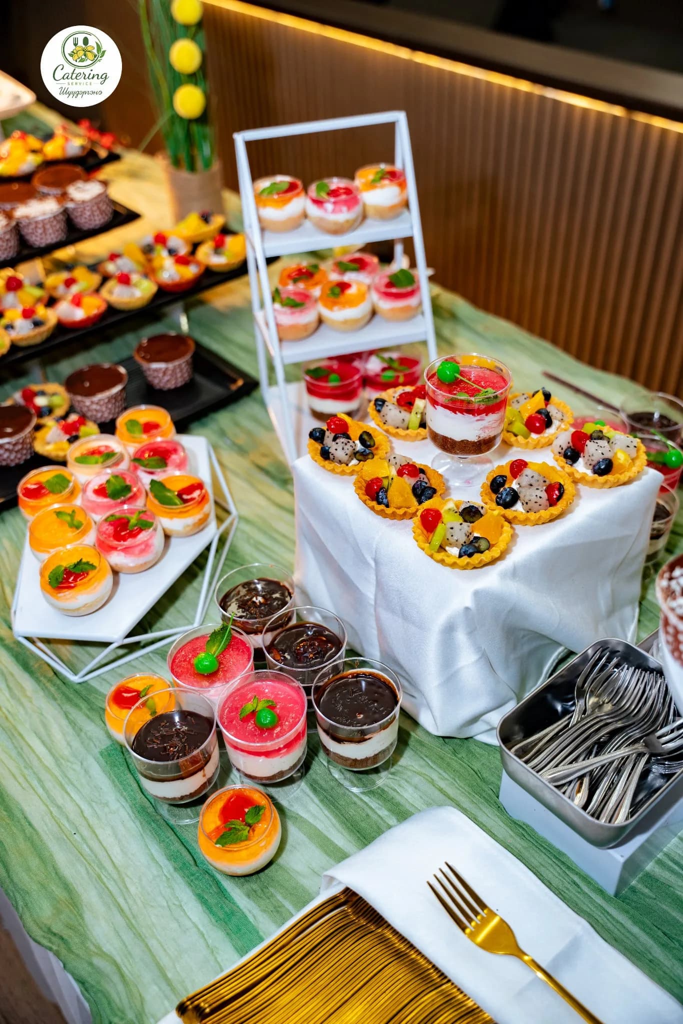 Dessert display close-up
